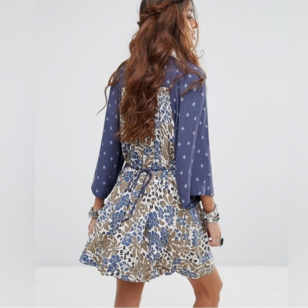 Free People Blue and Gray Patterned Dress - Picture 2 of 5